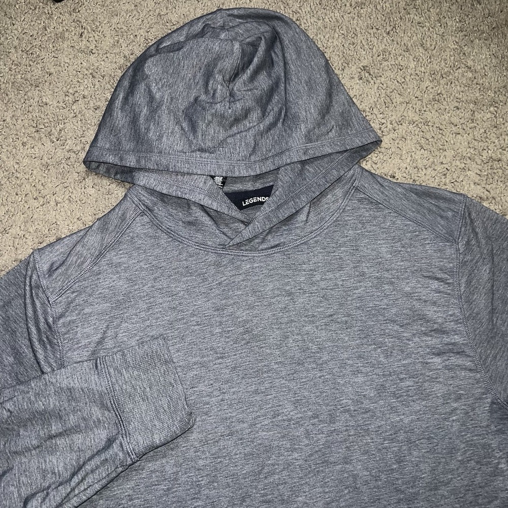 Legends Aviation Hooded Pullover Shirt Mens L Blue Lyocell Blend Athletic Tee